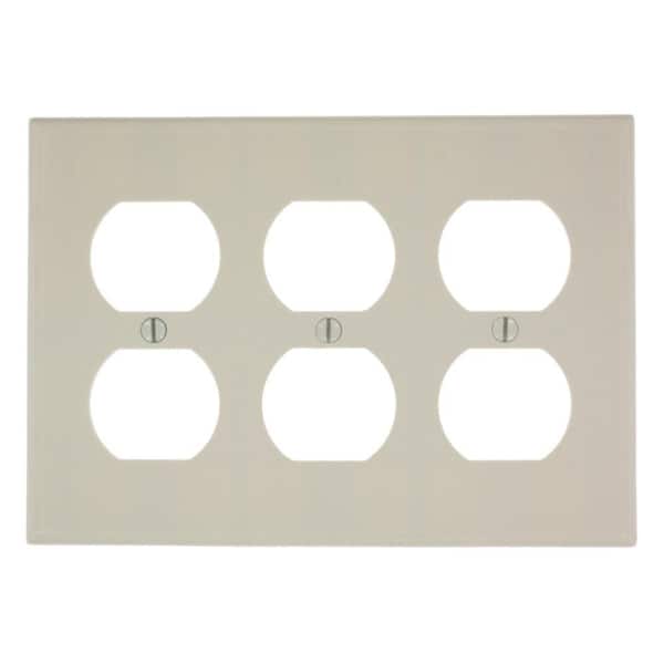 Leviton Almond 3-Gang Duplex Outlet Wall Plate (1-Pack)