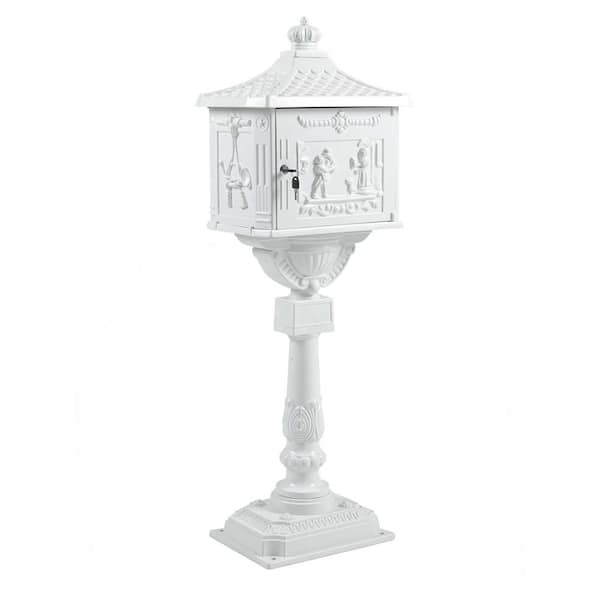 White Heavy Duty Cast Aluminum Mailbox Locking Residential