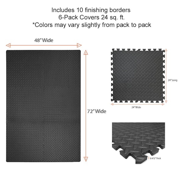 TrafficMaster 24-inch x 24-inchInterlocking Foam Tiles in Black (4