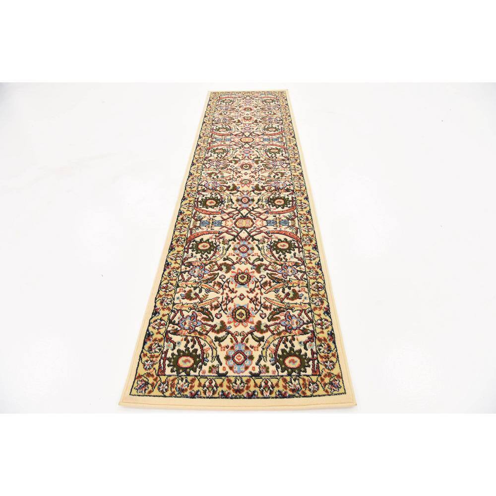 Espahan Cream Floral Synthetic 10 Ft Runner Rug