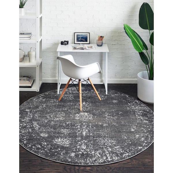 Sofia Casino Dark Gray 6 ft. x 6 ft. Area Rug
