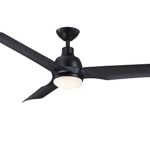 Modern Minimalist 52 in. Indoor Integrated LED Black Ceiling Fan with Light and Remote Control