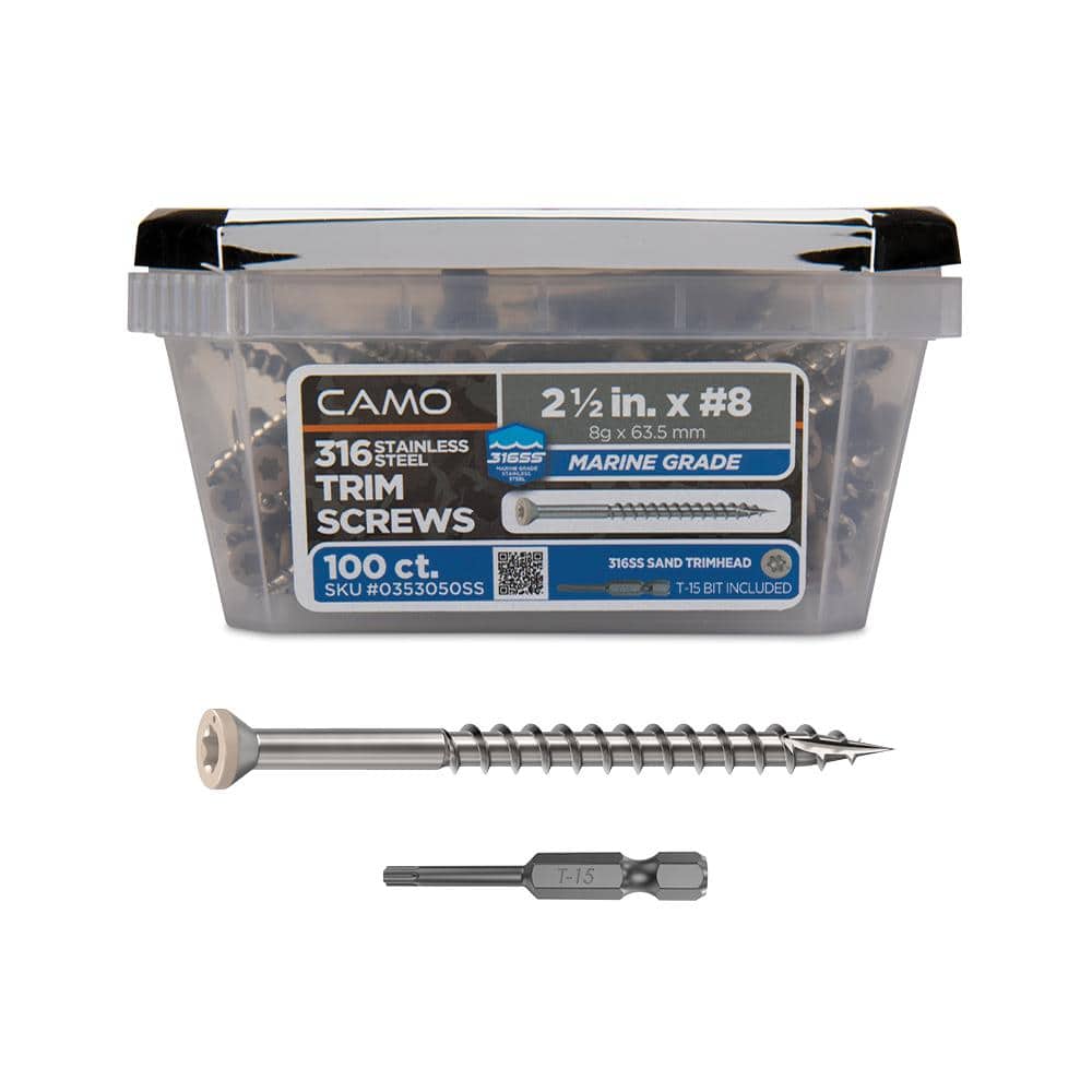 2-1/2 in. #8 316 Stainless Steel Sand Premium Star Drive Trim Screws (100-Count) price history on PriceWatchPro