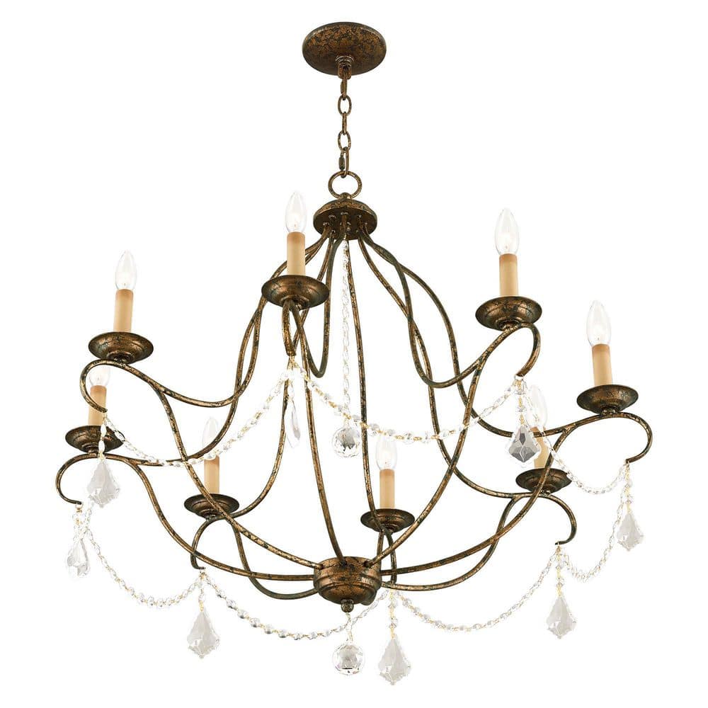 Mini Venetian Golden Bronze 8-Light Candle Chandelier