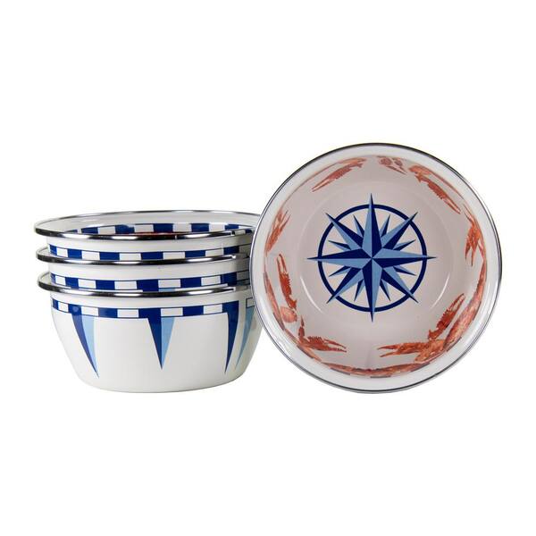Golden Rabbit Crab House 24 fl. oz. Enamelware Salad Bowls (Set of 4)