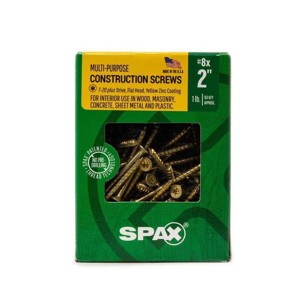 #8 x 2 in. T-Star Plus Drive Flat-Head Partial Thread Yellow Zinc Coated Multi-Material Screw (161-Box) #8 x 2 in. T-Star Plus Drive Flat-Head Partial Thread Yellow Zinc Coated Multi-Material Screw (161-Box)