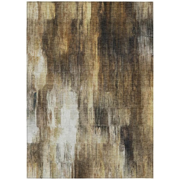 HomeRoots Chocolate 5 ft. x 8 ft. Woven Abstract Rectangle Indoor/Outdoor Area Rug