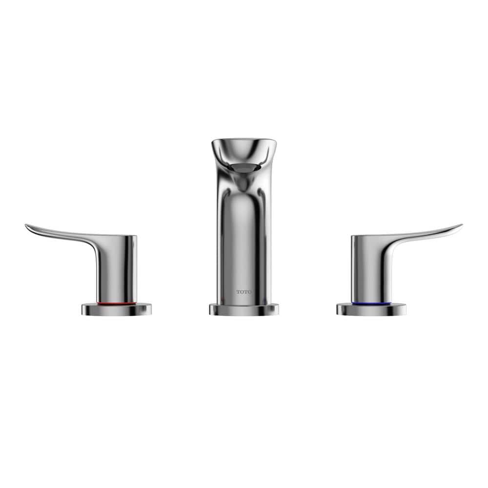 Polished Nickel Modern Widespread Bathroom Faucet with Drain Assembly