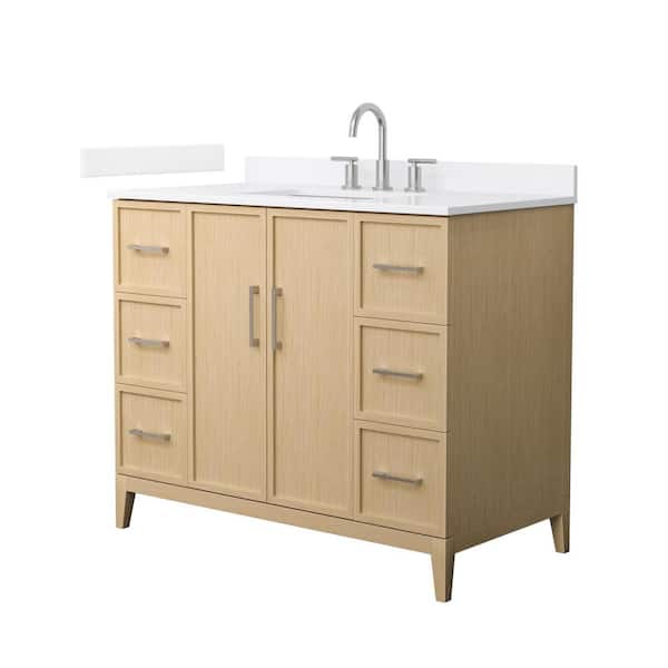 Wyndham Collection Elan 42 in. W x 22 in. D x 35 in. H Single Bath Vanity in White Oak with White Quartz Top
