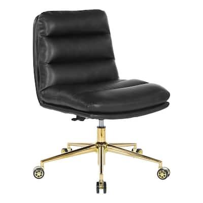 Legacy Office Chair in Deluxe Black Faux Leather with Gold Finish Base