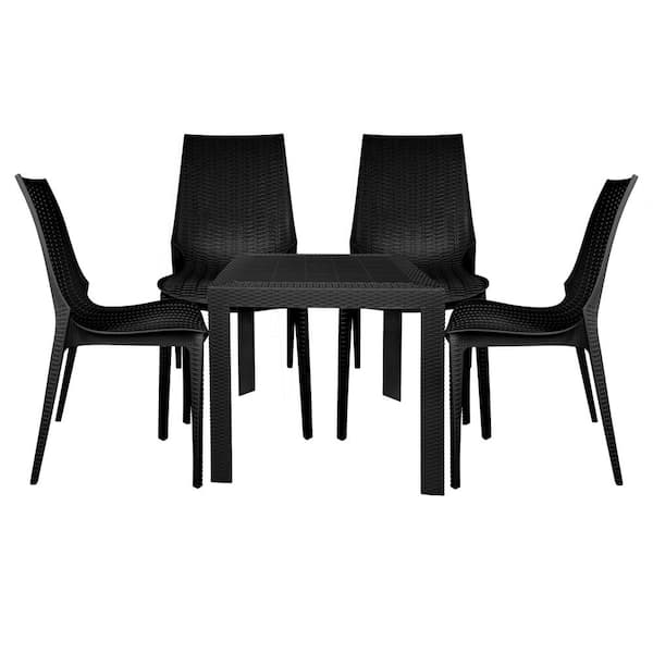 Kent Black 5-Piece Plastic Square Outdoor Dining Set