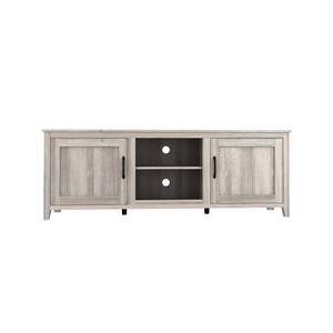 Grey Walnut Particle Board TV Stand Fits TVs Upto 35 to 60 in. with 2-Doors and Open Shelves