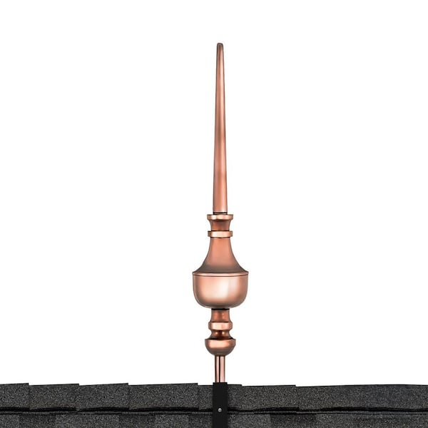 27" Victoria Pure Copper Rooftop Finial with Roof Mount