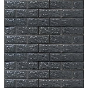 Falkirk Jura II 28 in. x 30 in. Peel and Stick Charcoal Faux Bricks PE Foam Decorative Wall Paneling (10-Pack)