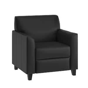 Black Hercules Diplomat Series Leather Soft Side Reception Chair, Ergonomic Lobby Chair with Cushions and Flared Arms