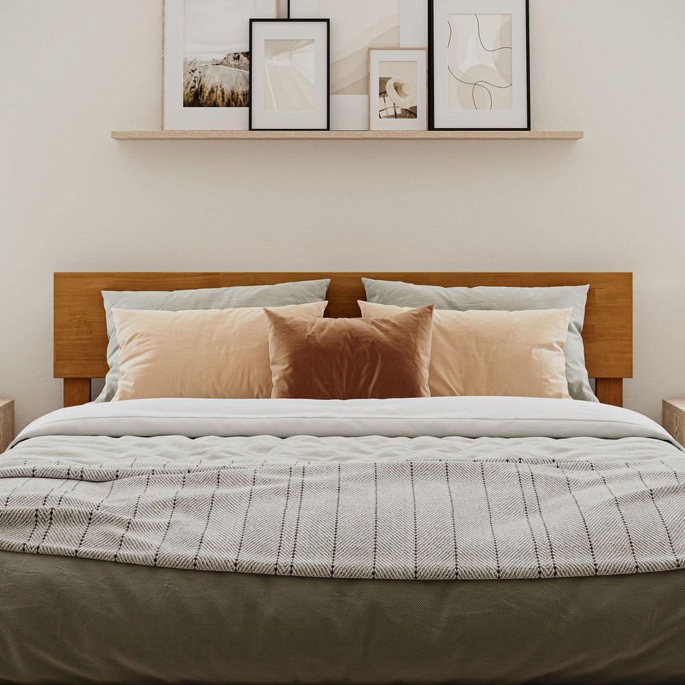 Aria Light Toffee Queen Wood Platform Bed with USB Ports