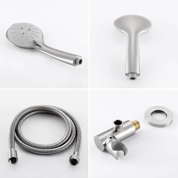 Single Handle 5-Spray High Pressure Shower Faucet with 9 in. Rain Shower Head in Brushed Nickel (Valve Included)