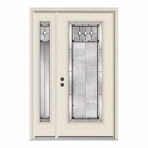 52 in. x 80 in. Full Lite Mission Prairie Primed Steel Prehung Right-Hand Inswing Front Door with Left-Hand Sidelite