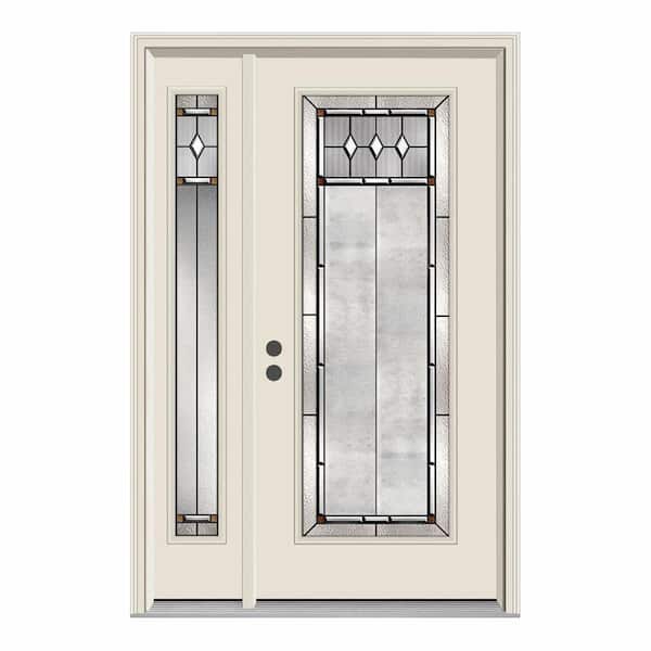 JELD-WEN 52 in. x 80 in. Full Lite Mission Prairie Primed Steel Prehung Right-Hand Inswing Front Door with Left-Hand Sidelite