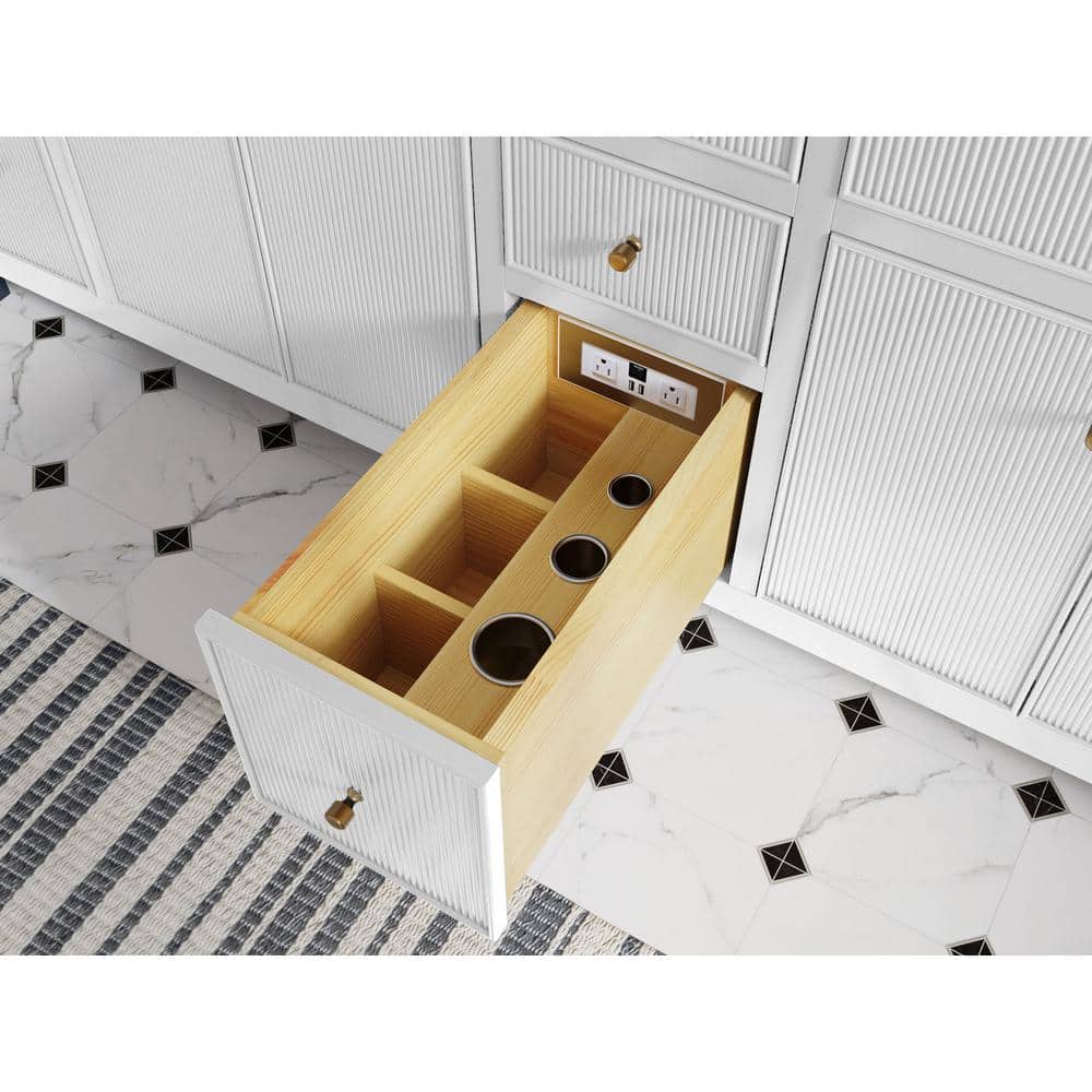 White 60'' Single Bathroom Vanity with Quartz Top