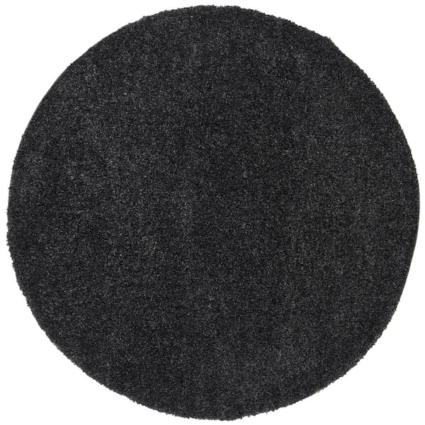 SAFAVIEH August Shag Charcoal 5 ft. x 5 ft. Round Solid Area Rug