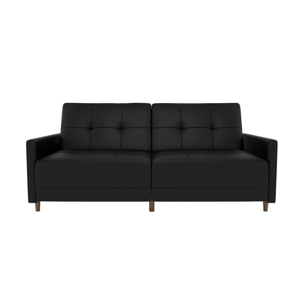 DHP Kory Black Faux Leather Upholstered Coil Futon DE91803 - The Home Depot