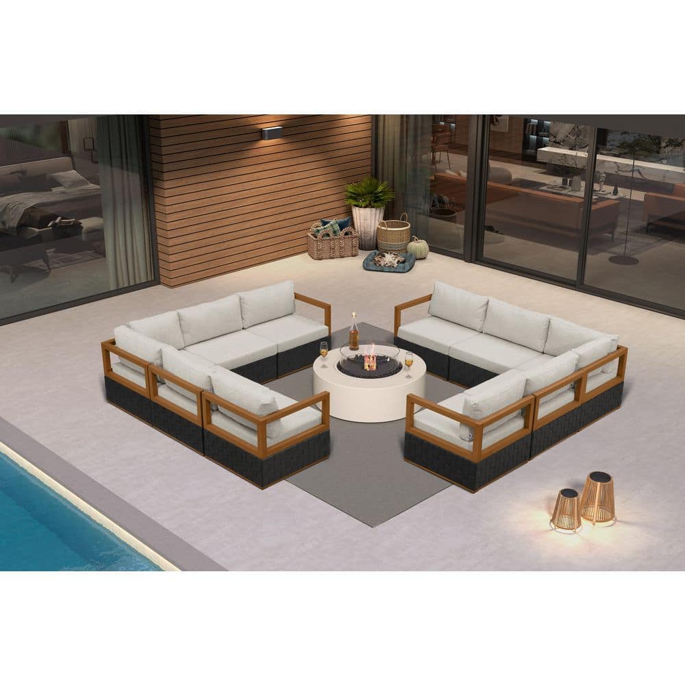 10 Pieces Patio Conversation Sets All Weather Outdoor Couch Sectional Set with Cushion Conversation Set Black price history on PriceWatchPro