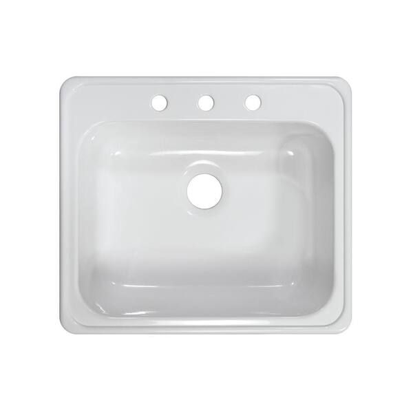 Lyons Industries Style X Drop-In Acrylic 25x22x9 in. 3-Hole Single Basin Kitchen Sink in White