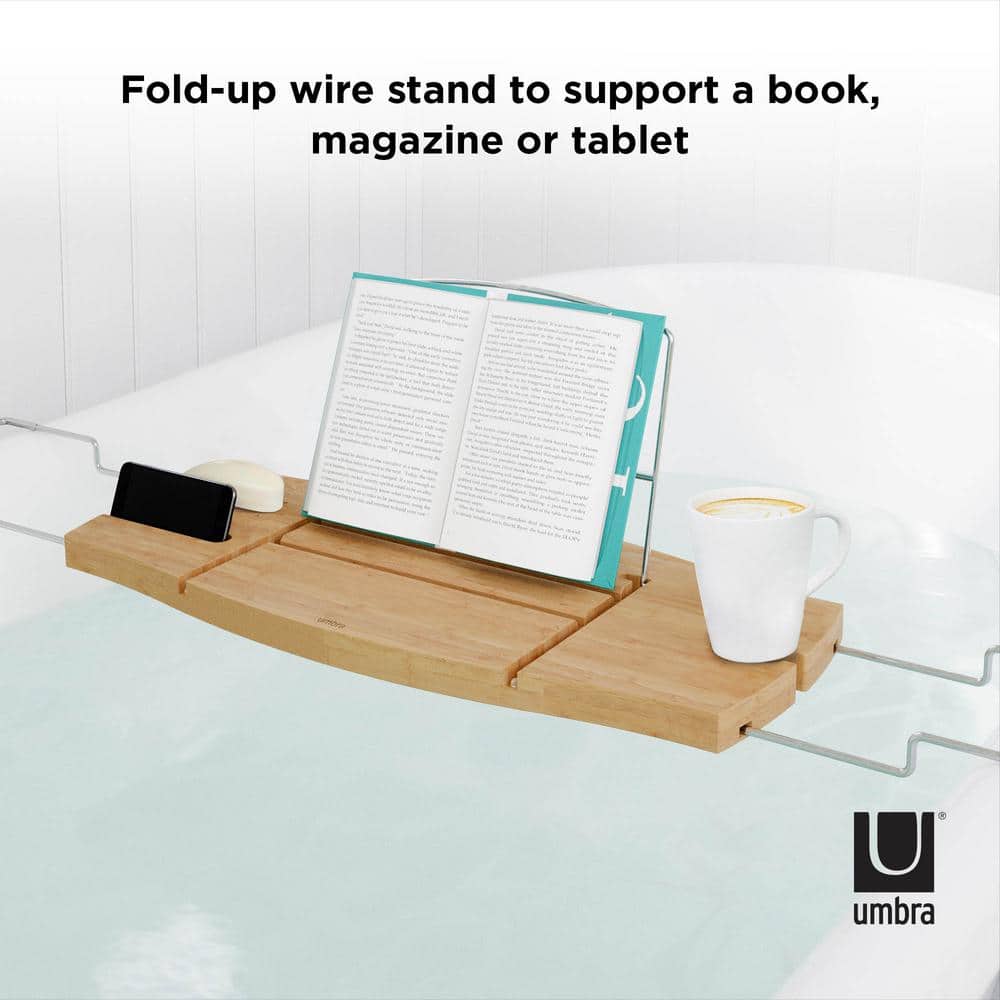 Luxury Bamboo Freestanding Bathtub Caddy with Wine Glass Holder