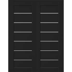 Alba 36 in. x 96 in. Both Active 7-Lite Frosted Glass Black Matte Composite Double Prehung Interior Door