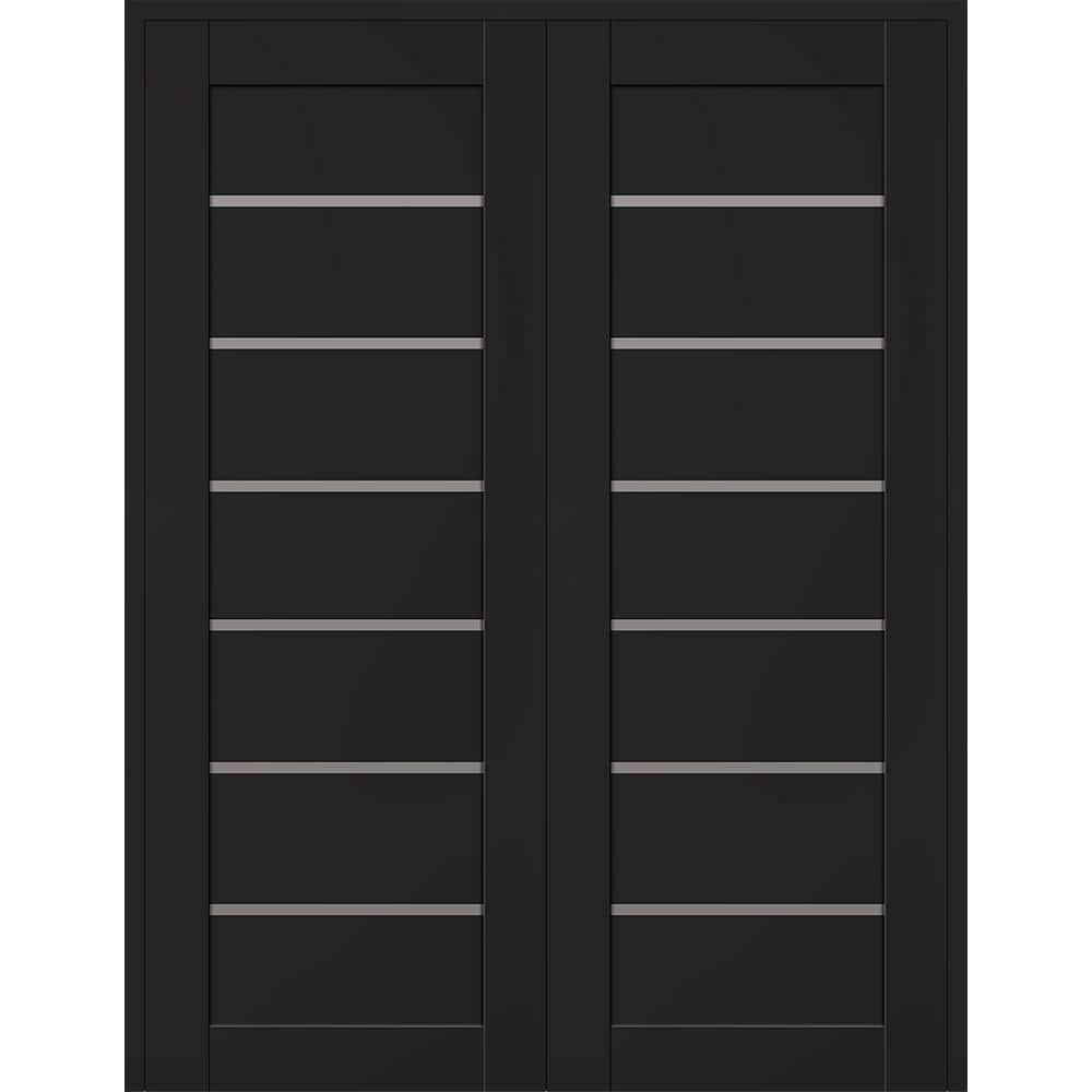 Alba 56 in. x 84 in. Both Active 7-Lite Frosted Glass Black Matte Composite Double Prehung Interior Door price history on PriceWatchPro
