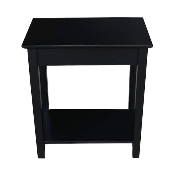 Black Solid Wood End Table, Small Narrow End Table White
