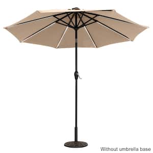 9 ft. Top Color Round Strip Light Umbrella Waterproof Folding Sunshade