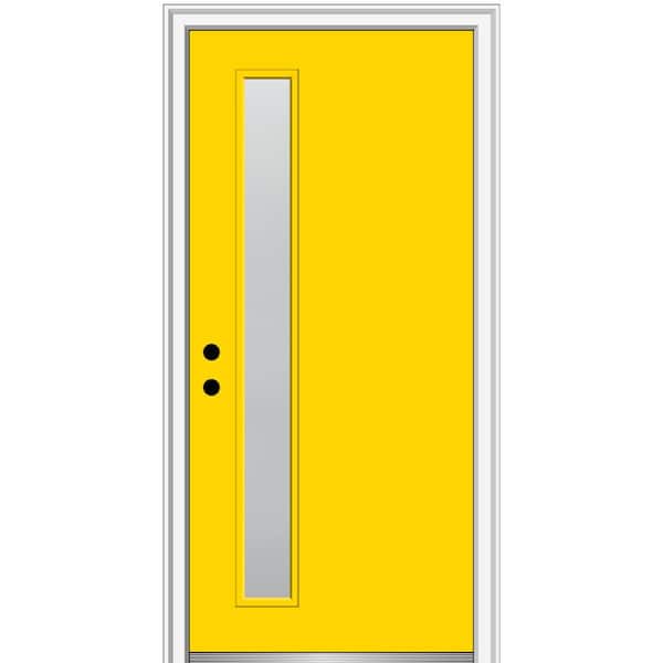 MMI DOOR 32 in. x 80 in. Viola Right-Hand Inswing 1-Lite Frosted Glass Painted Steel Prehung Front Door on 6-9/16 in. Frame