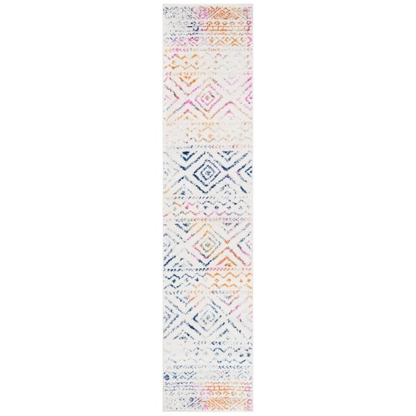 Tulum 2 ft. x 10 ft. Ivory/Fuchsia Tribal Runner Rug