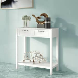 2-Drawers White Entryway Accent Storage Cabinet