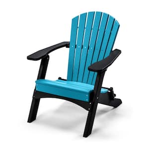 Classic Aruba Blue/Black Folding Metal Adirondack Chair