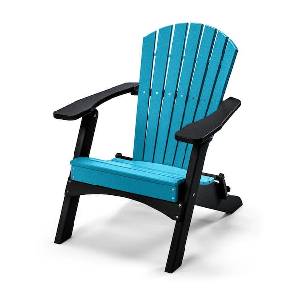 Perfect Choice Classic Aruba Blue/Black Folding Metal Adirondack Chair