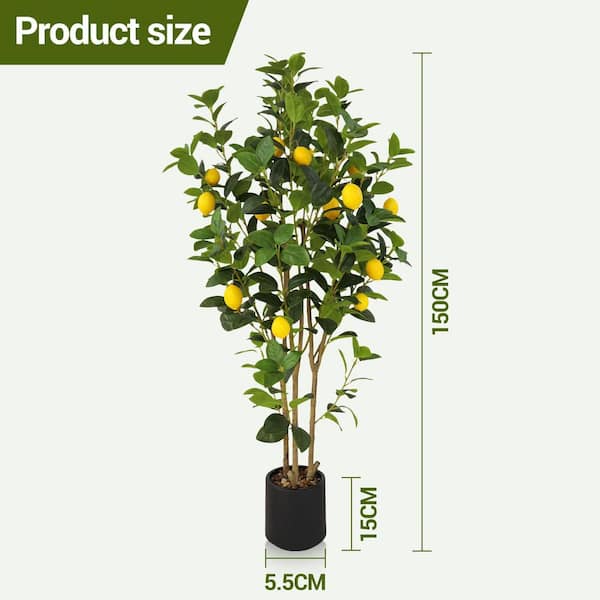 Gravee 5 ft. Tall Artificial Lemon Tree, Floor Faux Lemon Plastic