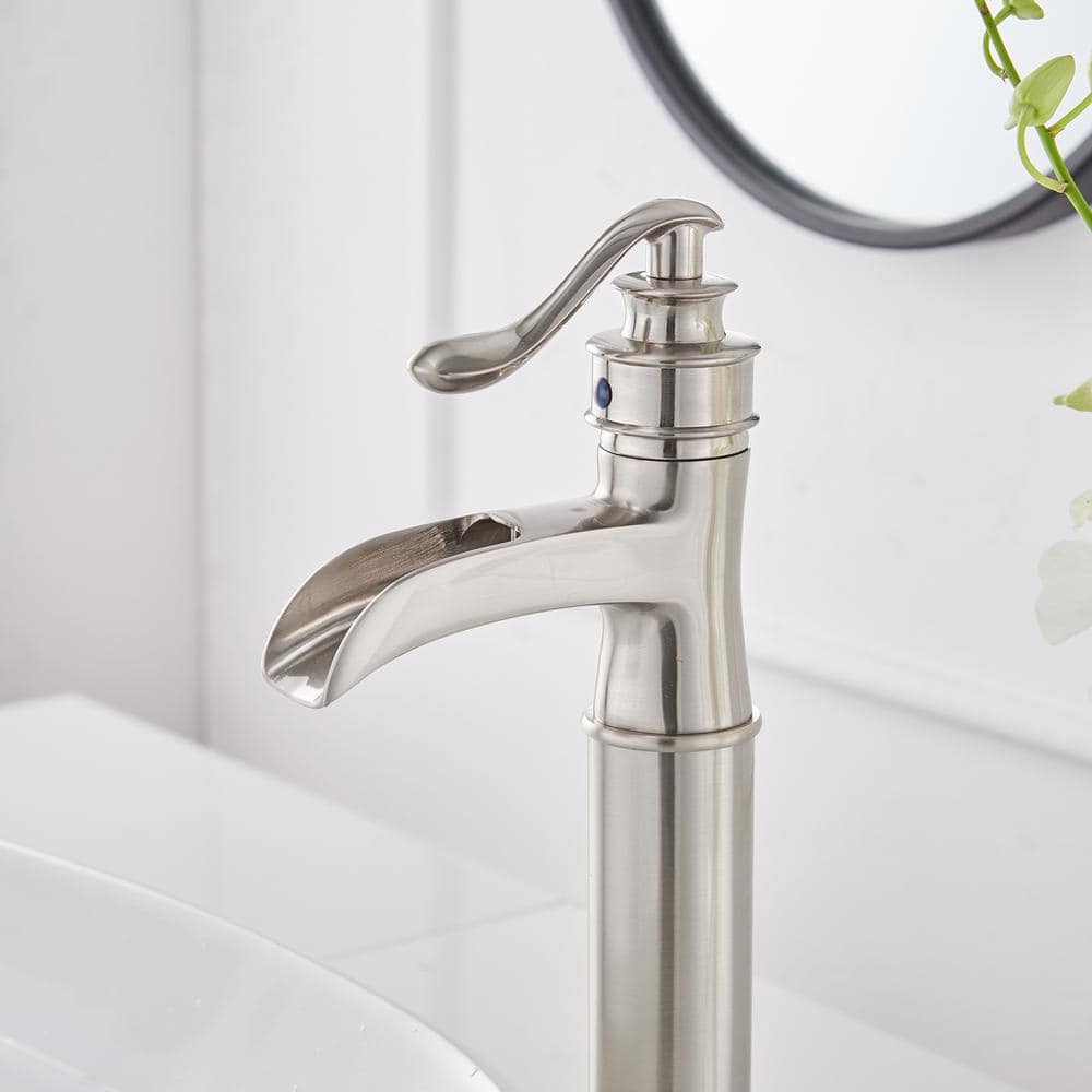 Brushed Nickel Single Handle Waterfall Vessel Sink Faucet