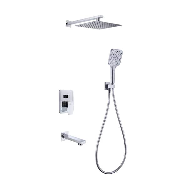 cadeninc Single Handle 3-Spray Wall Mount Tub and Shower Faucet with 2.5 GPM in. Chrome (Valve Included)