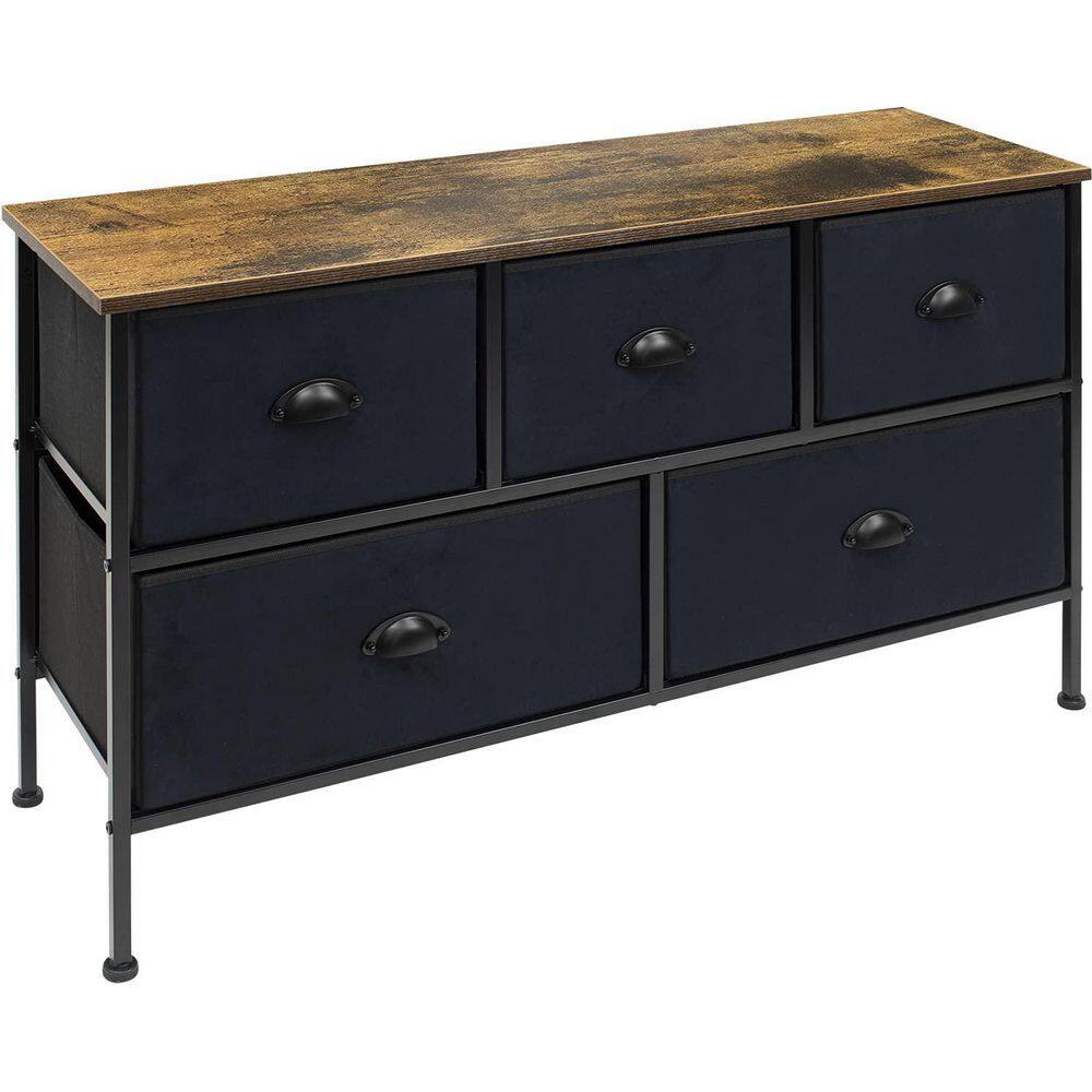 Farmhouse Black 5-Drawer Nursery Dresser with Soft Close