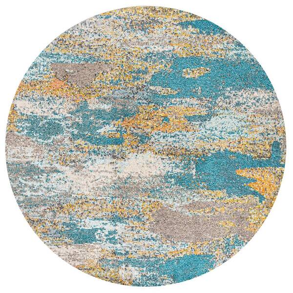 Details about   JONATHAN Y Contemporary POP Modern Abstract Vintage Waterfall Blue/Brown/Orange 