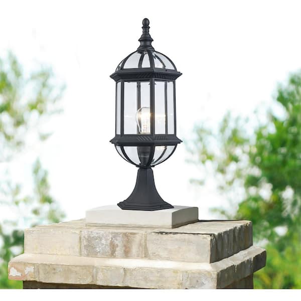 Bel Air Lighting Wentworth 20.75 in. 1-Light Black Outdoor Lamp Post Light Fixture with Clear Glass