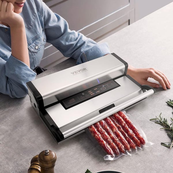 Vacuum Sealer Machine 95Kpa 350W Food Vacuum Sealer with Seal Bag,External Hose and Built-in Cutter,Silver