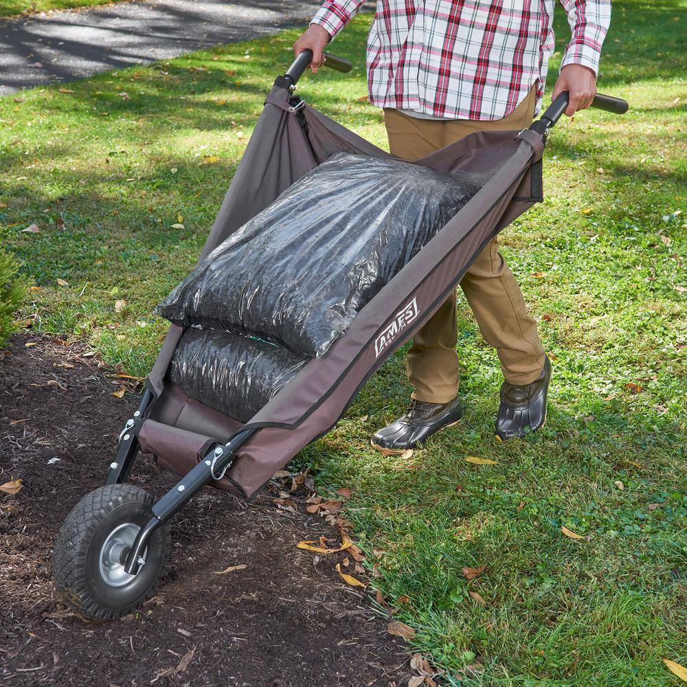 5 cu. ft. Brown Canvas Foldable Garden Wheelbarrow