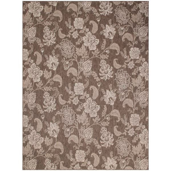 Nourison Garden Oasis Mocha 8 ft. x 10 ft. Nature-inspired Contemporary Area Rug