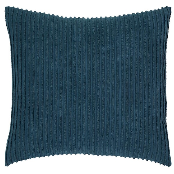 Better Trends Julian Collection in Solid Stripes Design Teal Euro 100% Cotton Tufted Chenille Sham