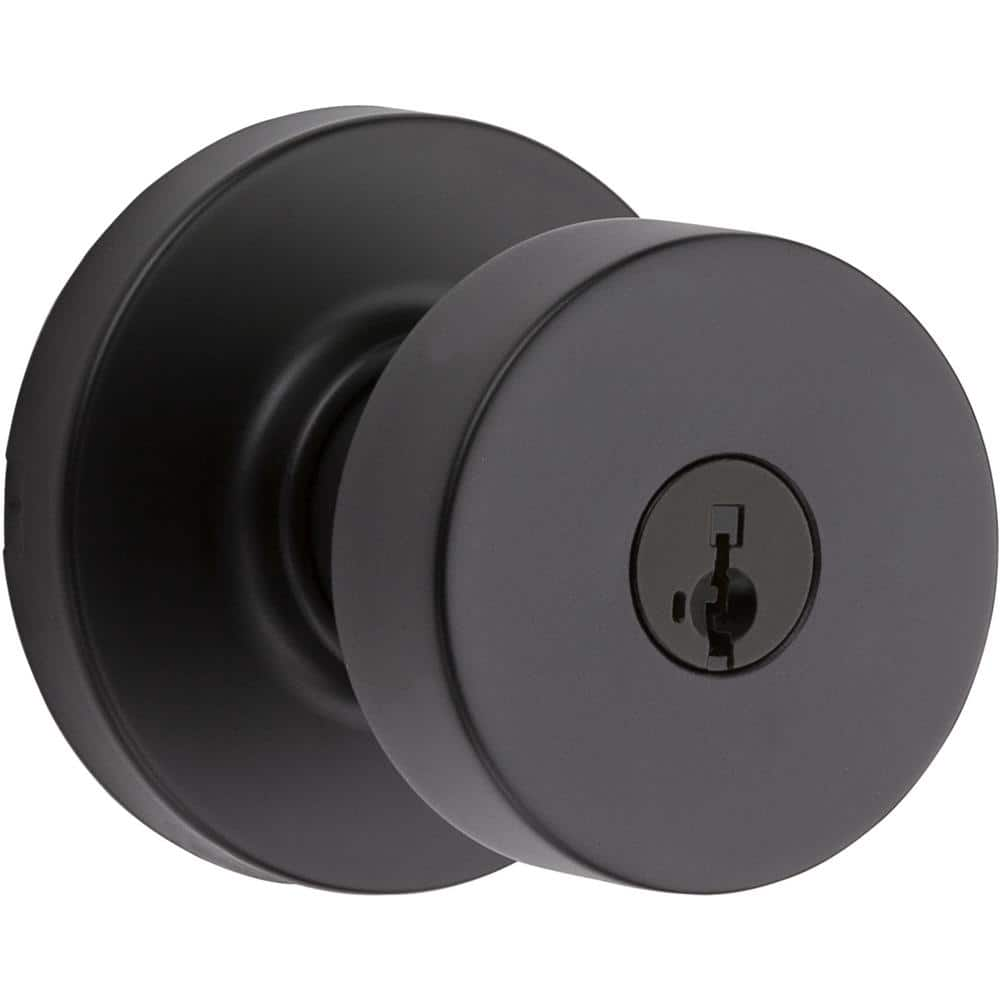 Kwikset Pismo Round Matte Black Exterior Entry Door Knob Featuring   Kwikset Entry Door Knobs 740pskrdt514smt 64 1000 