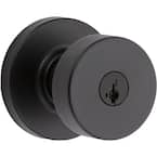 Pismo Round Matte Black Exterior Entry Door Knob Featuring SmartKey Security with Microban Antimicrobial Technology